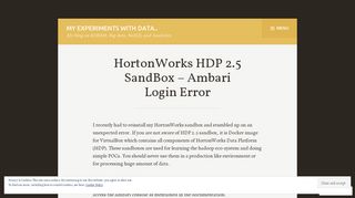 HortonWorks HDP 2.5 SandBox – Ambari Login Error – My ...