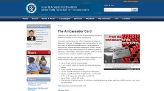 The Ambassador Card | NSW Teachers Federation