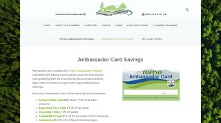 Ambassador Card Savings - Tofino-Long Beach Chamber of Commerce