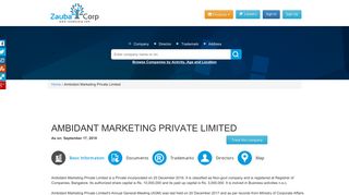 AMBIDANT MARKETING PRIVATE LIMITED - Company, directors and ...