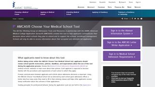 AMCAS® Choose Your Medical School Tool - AAMC Students