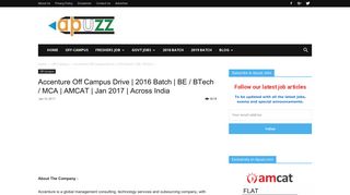 Accenture Off Campus Drive | 2016 Batch | BE / BTech / MCA | AMCAT ...
