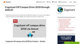 Cognizant Off Campus Drive 2018 through AMCAT - - Faceprep