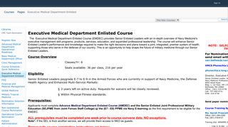 Courses - Executive Medical Department Enlisted - Navy Medicine