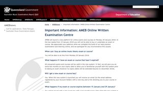 Important information: AMEB Online Written Examination Centre