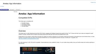 App Information: Ameba: App Information - Tivo Customer Support