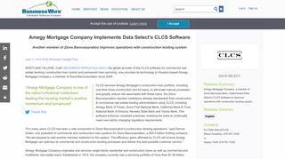 Amegy Mortgage Company Implements Data Select's CLCS Software ...