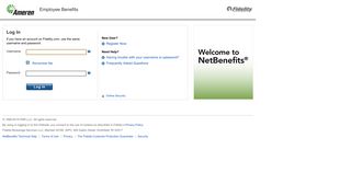 NetBenefits Login Page -- Ameren - Fidelity Investments