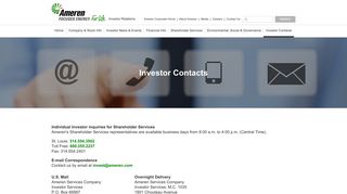 Ameren Corporation - Investor Contacts - Investor Contacts