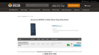 Ameresco BSP90-12 90w Silver Poly Solar Panel - Wholesale Solar