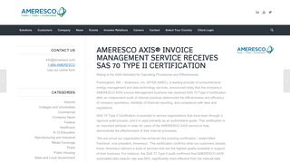 AMERESCO AXIS® Invoice Management Service Receives SAS 70 ...