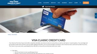 Visa Classic Credit Card - America First Credit Union