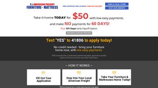 No Credit Needed Payment Plans | American Freight Furniture ...