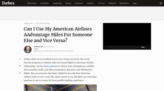 Can I Use My American Airlines AAdvantage Miles For Someone ...