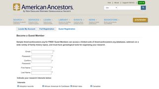 Guest Registration - AmericanAncestors.org | Login