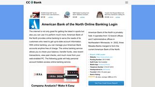 American Bank of the North Online Banking Login - CC Bank