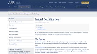 Initial Certification – The American Board of Radiology