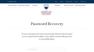 Student Account - Password Recovery | The American College of ...