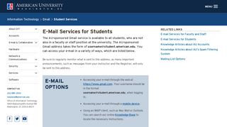 E-Mail Services for Students - American University