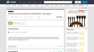 American Consumer Opinion Panel (ACOP) - Can't log in? - Slickdeals ...