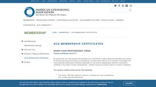 ACA Membership Certificates - American Counseling Association