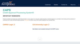CAPS® 2.0 Login | Credit Acceptance - Credit Acceptance