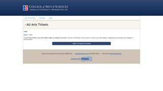 American.edu/auartstix - Login - AU Arts Tickets - UniversityTickets
