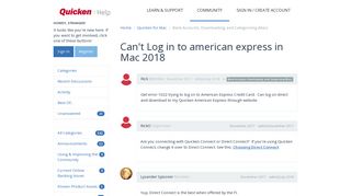 Can't Log in to american express in Mac 2018 | Quicken Customer ...