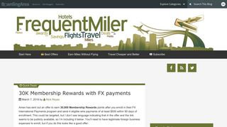 30K Membership Rewards with FX payments - Frequent Miler