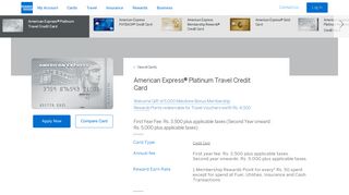 Platinum Travel Credit Card | American Express India