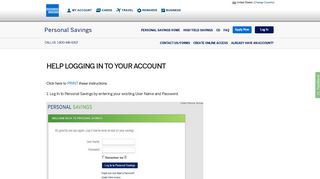Login Security and Help | American Express® Personal Savings