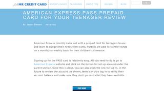 American Express PASS Prepaid card for your Teenager Review