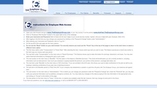 Instructions for Employee Web Access - The Employer Group