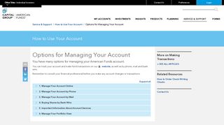 Options for Managing Your Account | American Funds