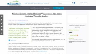 American General Financial Servicessm Announces New Name ...
