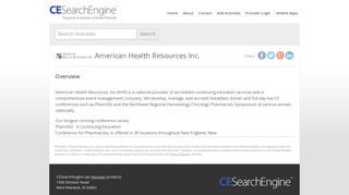 American Health Resources Inc. Continuing Education (CE/CME ...