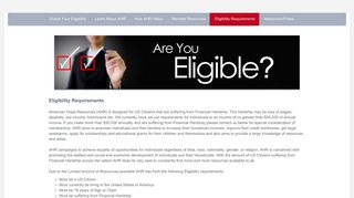Eligibility Requirements - AHR - American Hope Resources