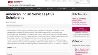 American Indian Services (AIS) Scholarship | ASU Scholarships