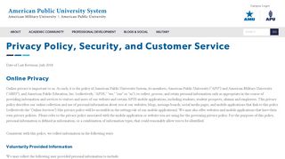 Privacy Policy | American Public University System (APUS)