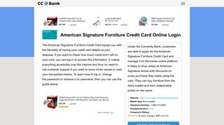American Signature Furniture Credit Card Online Login - CC Bank