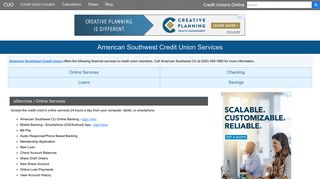 American Southwest Credit Union Services: Savings, Checking, Loans