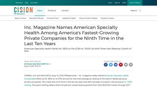 Inc. Magazine Names American Specialty Health Among America's ...