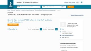 American Suzuki Financial Services Company LLC | Complaints ...