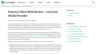 America's Best 401k Review | Low Cost 401(k) Provider - Investor Junkie