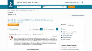 Americor | Complaints | Better Business Bureau® Profile