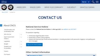 Contact Us | Corporation for National and Community Service