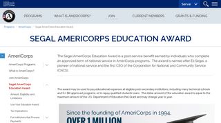Segal AmeriCorps Education Award | Corporation for National and ...