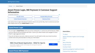 Ameri Power Login, Bill Payment & Customer Support Information