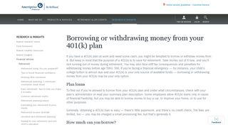 Withdrawing or borrowing from 401(k) | Ameriprise Financial