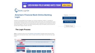 Ameriserv Financial Bank Online Banking Login | banklogindir.com ...